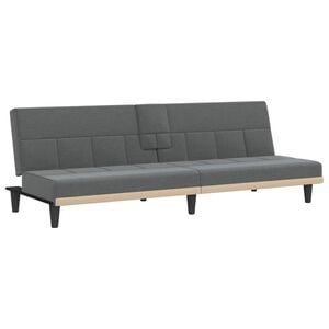 vidaXL Canap&eacute;-lit avec porte-gobelets gris fonc&eacute; tissu