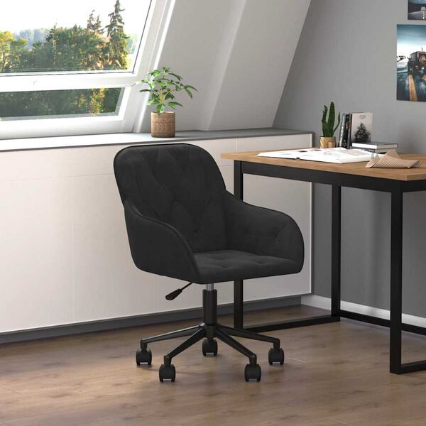 vidaXL Chaise pivotante de bureau Noir Velours