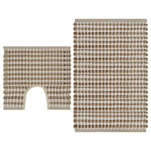 vidaXL Tapis de salle de bain tiss&eacute;s &agrave; la main Naturel et blanc