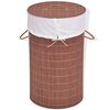 vidaXL Panier &agrave; linge rond Bambou Marron