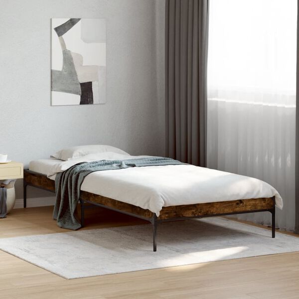 vidaXL Cadre de lit sans matelas ch&ecirc;ne fum&eacute; 100x200 cm