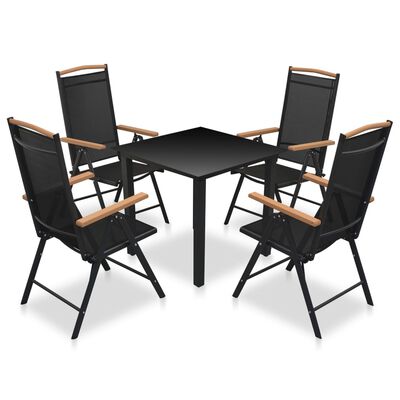 vidaXL Mobilier à dîner de jardin 5 pcs et chaises pliables Aluminium