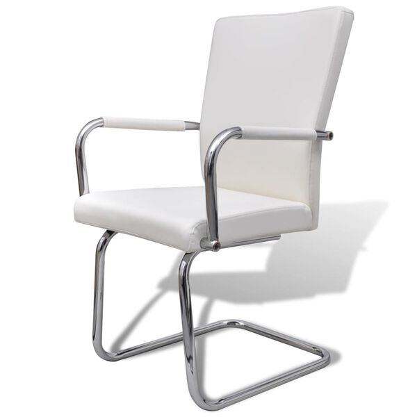 vidaXL Chaises &agrave; manger cantilever lot de 4 blanc similicuir