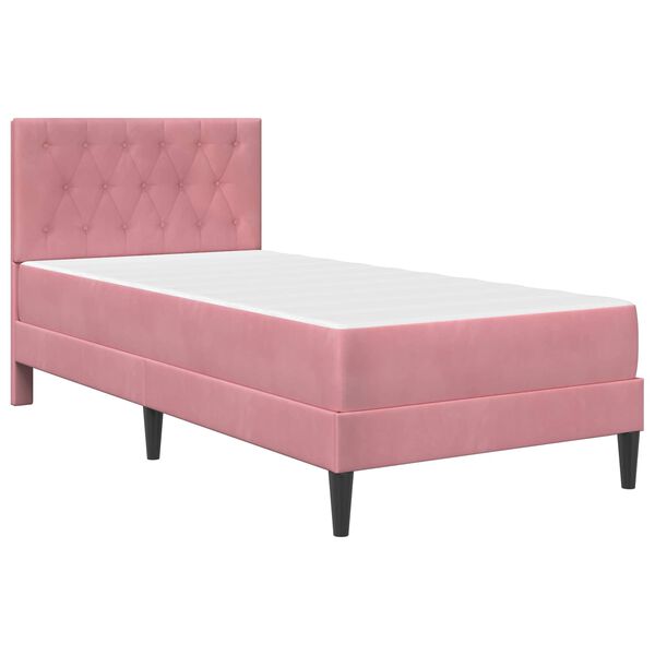 vidaXL Cadre de lit avec matelas Rose 80 x 200 cm Velours