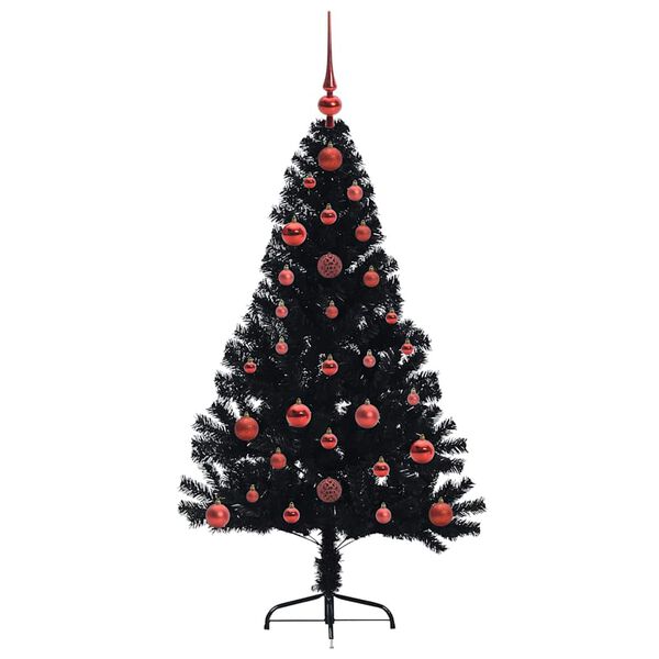 vidaXL Sapin de No&euml;l artificiel pr&eacute;-&eacute;clair&eacute; Noir 120 cm PVC