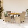 vidaXL Ensemble &agrave; manger de jardin et coussins 5pcs beige rotin acacia