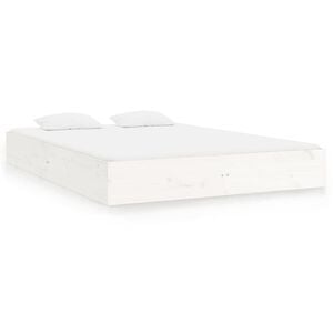 vidaXL Cadre de lit sans matelas blanc bois massif 200x200 cm