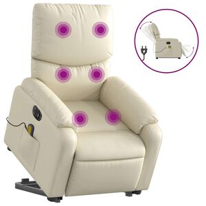 vidaXL Fauteuil inclinable de massage &eacute;lectrique cr&egrave;me similicuir