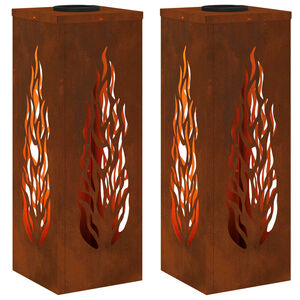 vidaXL Lumi&egrave;re de chemin LED solaire 2 pcs Acier Corten Acier Corten