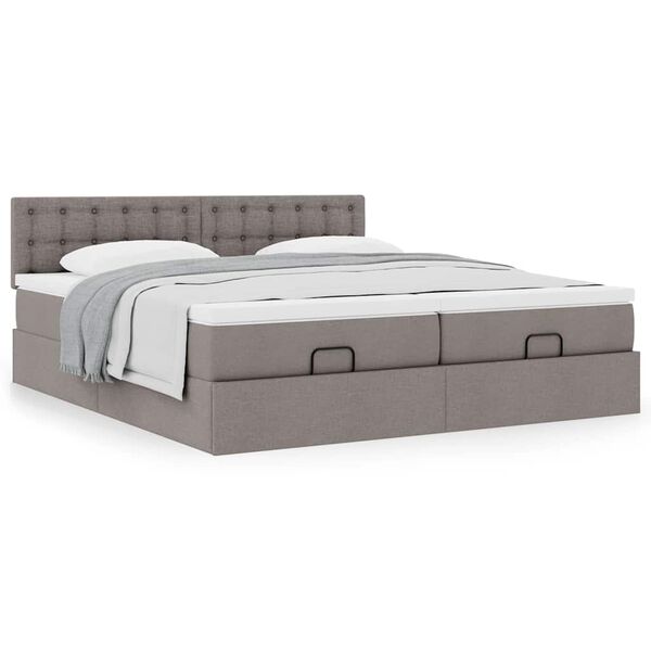 VidaXL Cadre de lit ottoman avec matelas taupe 200x200cm tissu