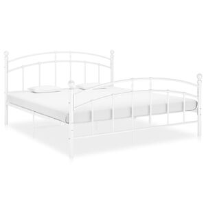vidaXL Cadre de lit sans matelas blanc m&eacute;tal 140x200 cm