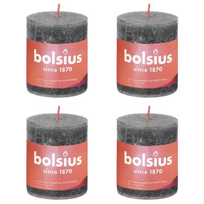 Bolsius Bougies pilier rustiques Shine 4 pcs 80x68 mm Gris orageux