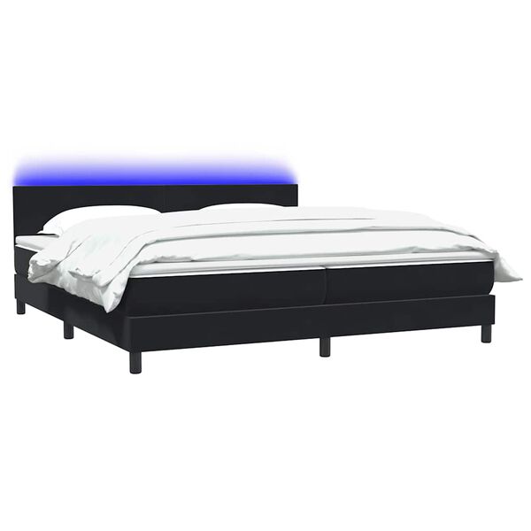 vidaXL Sommier &agrave; lattes de lit avec matelas et LED noir 180x220 cm velours