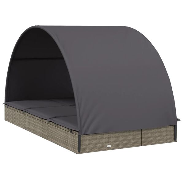 vidaXL Transat 2 places avec toit rond gris 211x112x140 cm