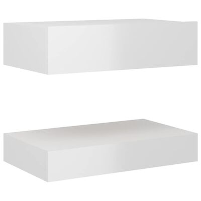vidaXL Tables de chevet 2 pcs Blanc brillant 60x35 cm Aggloméré