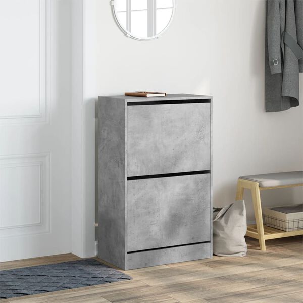 vidaXL Armoire &agrave; chaussures gris b&eacute;ton 60x34x96,5 cm bois d'ing&eacute;nierie