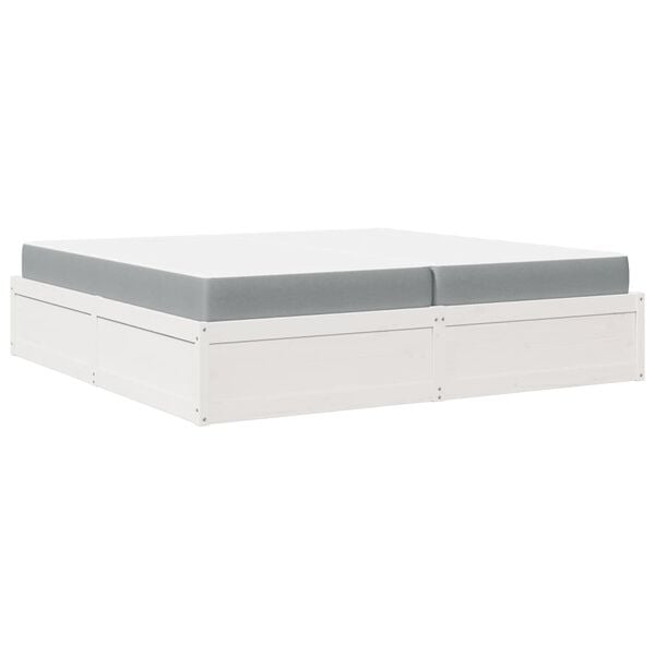 vidaXL Lit avec matelas blanc 200x200 cm bois massif de pin