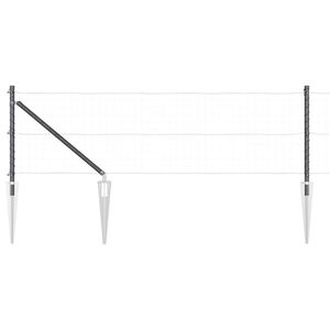 vidaXL Piquet de cl&ocirc;ture &agrave; enfoncer au sol 13 pc Gris