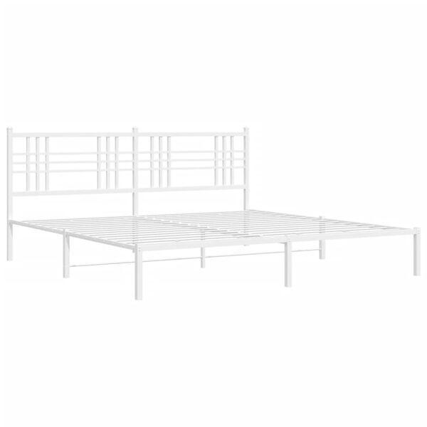 vidaXL Cadre de lit m&eacute;tal sans matelas et t&ecirc;te de lit blanc 183x213 cm