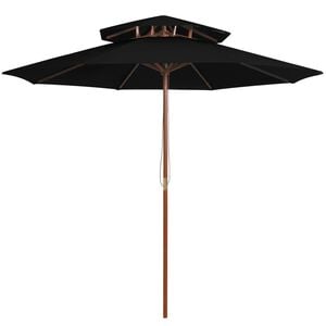 vidaXL Parasol &agrave; deux &eacute;tages avec m&acirc;t en bois noir 270 cm