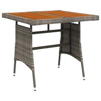 vidaXL Table de jardin Gris 70x70x72 cm Résine tressée et acacia