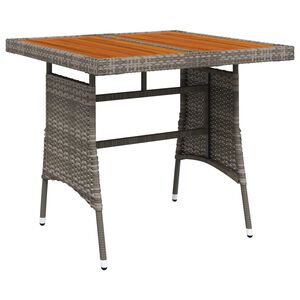 vidaXL Table de jardin Gris 70x70x72 cm R&eacute;sine tress&eacute;e et acacia