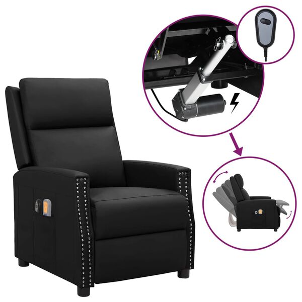 vidaXL Fauteuil électrique de massage Noir Similicuir