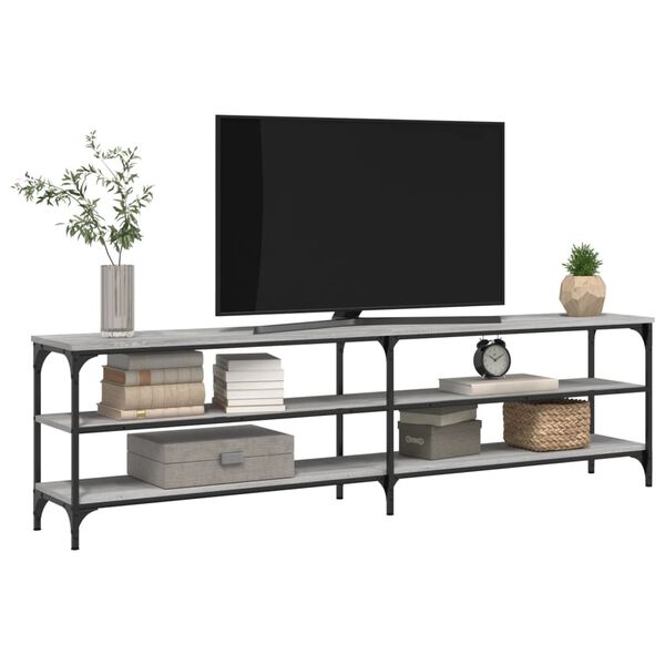 vidaXL Meuble TV sonoma gris 180x30x50 cm bois d'ing&eacute;nierie et m&eacute;tal