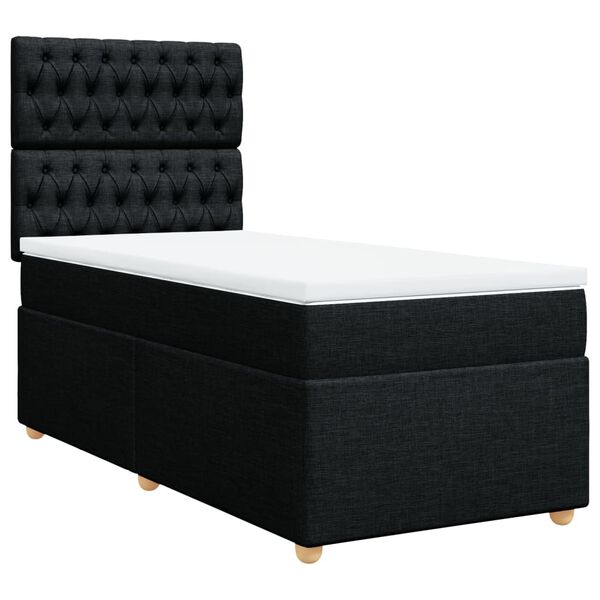 vidaXL Sommier &agrave; lattes de lit avec matelas Noir 100x200 cm Tissu