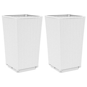 vidaXL Jardini&egrave;res 2 pcs blanc 32,5x32,5x57 cm polypropyl&egrave;ne