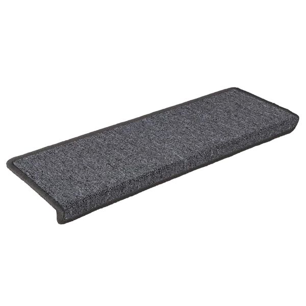 vidaXL Tapis d'escalier 30 pi&egrave;ces 65 x 21 x 4 cm Gris fonc&eacute; Bord rectangulaire