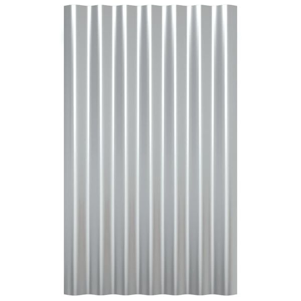 vidaXL Panneaux de toit 36 pcs Acier galvanis&eacute; Argent&eacute; 60x36 cm