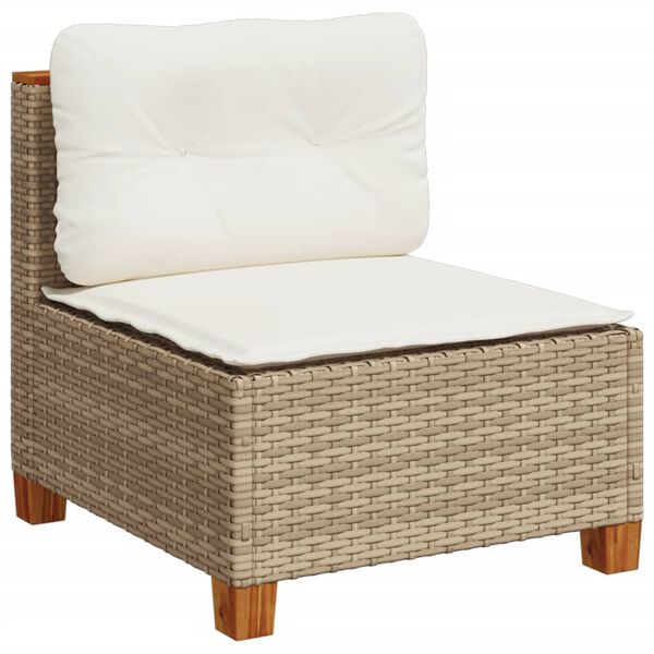vidaXL Salon de jardin avec coussins 9 pcs beige résine tressée