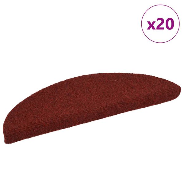 vidaXL Tapis d'escalier autocollants 20 pi&egrave;ces 56 x 17 x 3 cm Rouge bordeaux Demi-rond