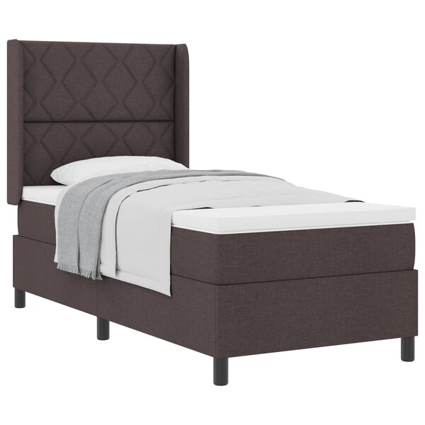 vidaXL Lit &agrave; ressorts avec matelas Marron fonc&eacute; 100 x 200 cm tissu