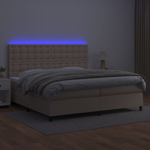 vidaXL Sommier &agrave; lattes de lit avec matelas LED Cappuccino 200x200 cm