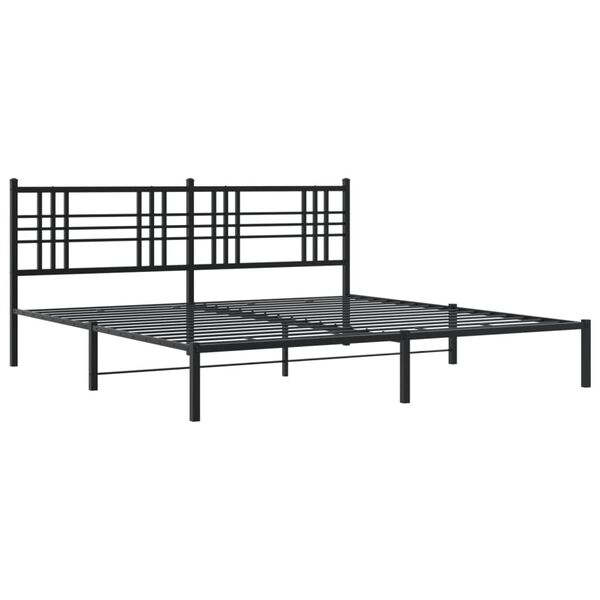 vidaXL Cadre de lit m&eacute;tal sans matelas avec t&ecirc;te de lit noir 193x203cm