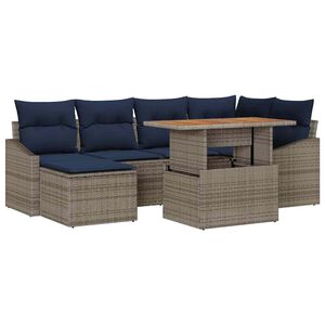 vidaXL Ensemble de canap&eacute; de jardin 7 pcs Gris Poly rotin
