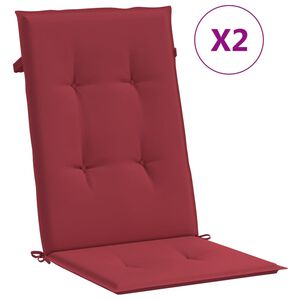 vidaXL Coussins de chaise de jardin &agrave; dossier haut lot de 2 bordeaux