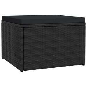 vidaXL Tabouret de jardin avec coussin Noir R&eacute;sine tress&eacute;e