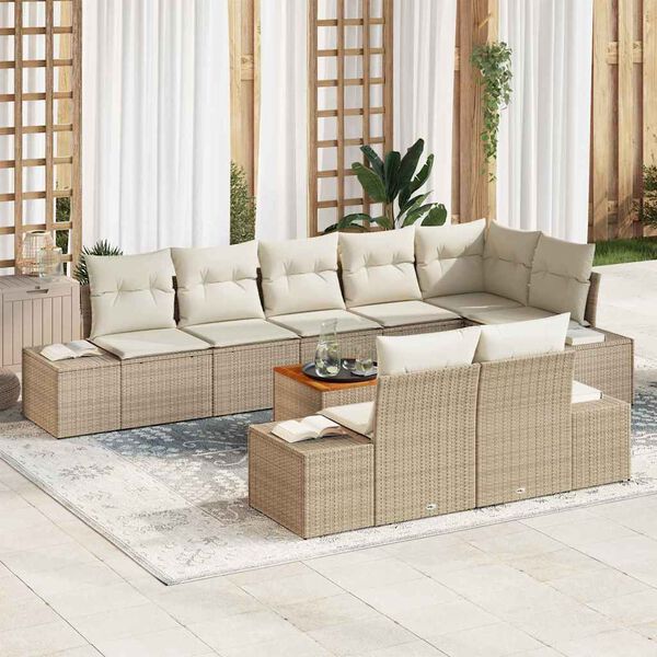 vidaXL Ensemble de canapé de jardin 9 pcs Beige et blanc