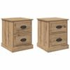 vidaXL Cabinet de chevet 2 pcs Ch&ecirc;ne artisanal 39 x 39 x 47.5 cm