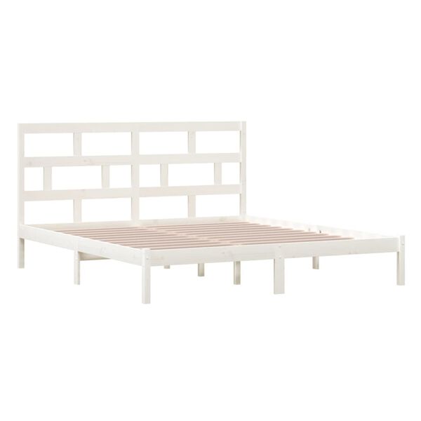 vidaXL Cadre de lit sans matelas blanc bois massif