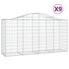vidaXL Paniers &agrave; gabions arqu&eacute;s 9 pcs 200x50x100/120 cm fer galvanis&eacute;