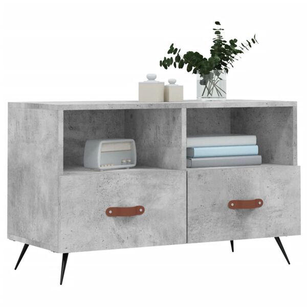 vidaXL Meuble TV Gris b&eacute;ton 80x36x50 cm Bois d'ing&eacute;nierie