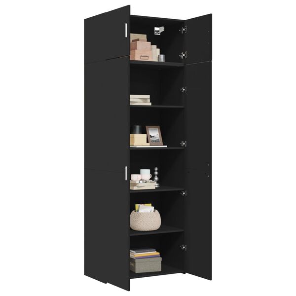 vidaXL Armoire de rangement noir 80x42,5x225 cm bois d'ing&eacute;nierie