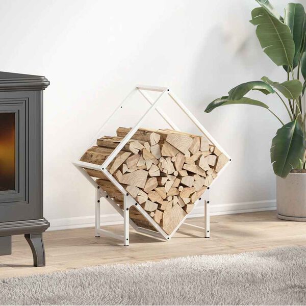 vidaXL Portant de bois chauffage blanc 60x25x60 cm