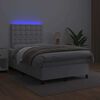 vidaXL Sommier &agrave; lattes de lit matelas LED blanc 120x190 cm similicuir