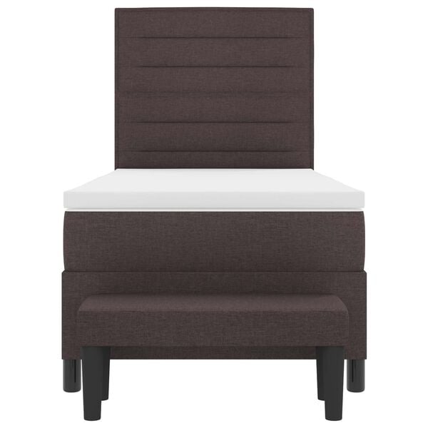 vidaXL Lit &agrave; ressorts avec matelas Marron fonc&eacute; 80 x 200 cm tissu