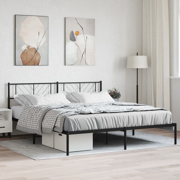 vidaXL Cadre de lit métal sans matelas et tête de lit noir 180x200 cm